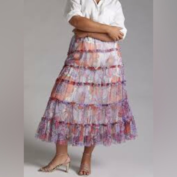 NWT Anthropologie Maeve Tiered Tulle Maxi Skirt - Picture 1 of 7